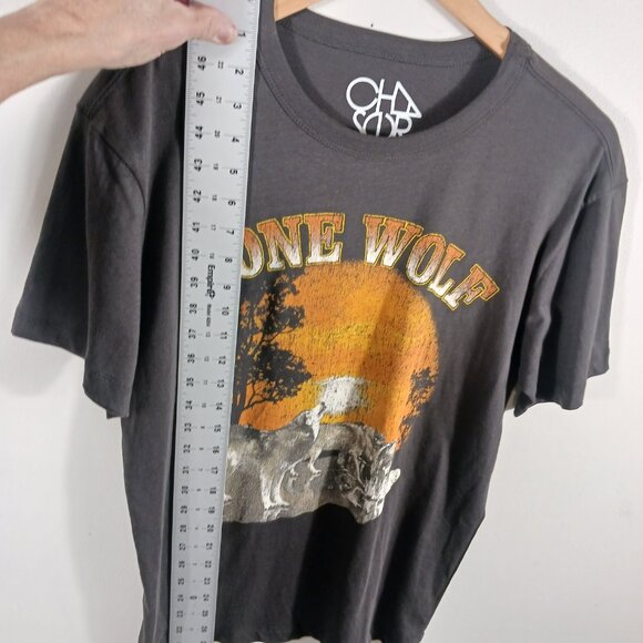 Chaser NWT "Lone Wolf" Small Graphic Short Sleeve Tee Brown, Orange, Cream, Gray - Picture 15 of 15
